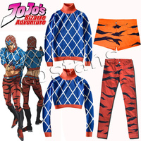 Anime JO Bizarre Adventure Cosplay Costume Guido Mista Golden Wind Anime Costumes Cotton Highneck Knitted Sweater Tops AS8038