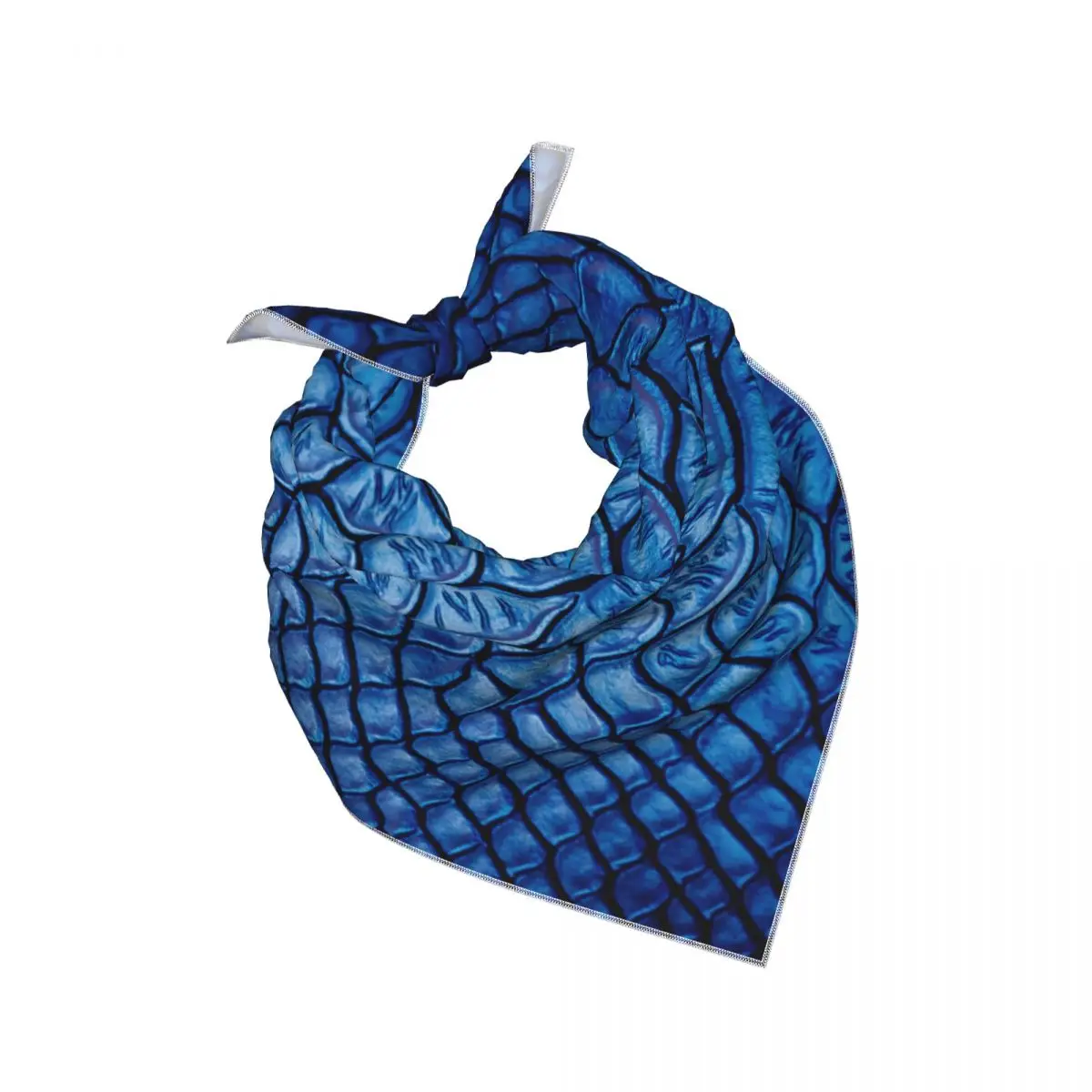 Smooth Faux Silk Square Scarf for Lady Snake Skin Pattern Alligator Imitation Silk Neckerchief Head Wrap Bandana Accessories