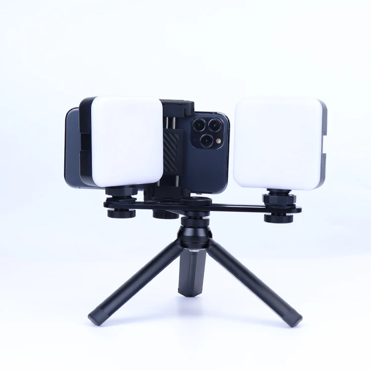 Double LED Flash Light Lamp Mobile Dental Photography Stand with CPL