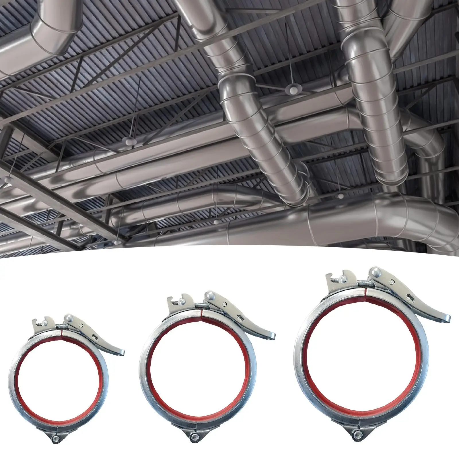Adjustable Pipe Clamp Stainless Steel Reinforced Clamp with Lock Heavy Duty Duct Fitting for Industrial Repair