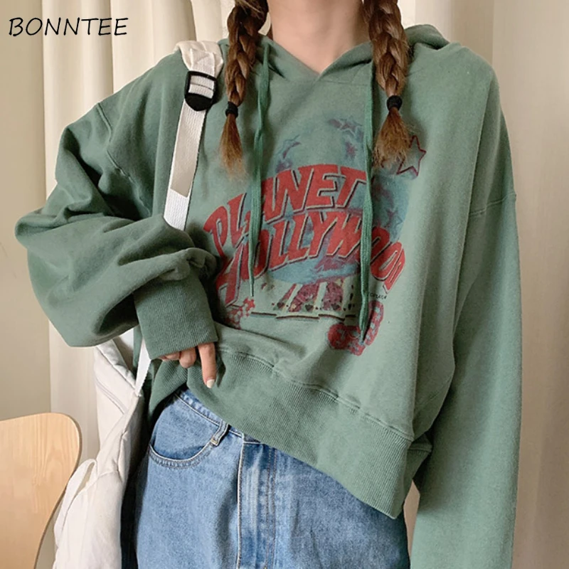 

Hoodies Women Print Creativity Special Students Charming Vacation All-match Autumn Korean Style Basics Sweet Daily Modern Cozy