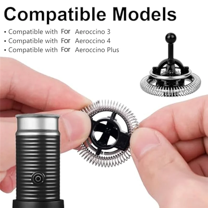 3Pcs Whisk & Spring Coils For Nespresso Aeroccino 3/4 / Plus,Milk Frother Replacement Parts Whisk Replacements A62X