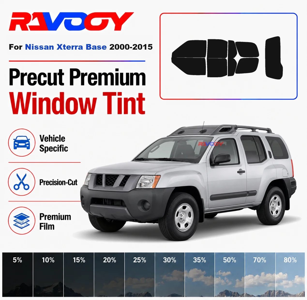Privacy Screen Protector - Premium Precut Window Tint Kit Front