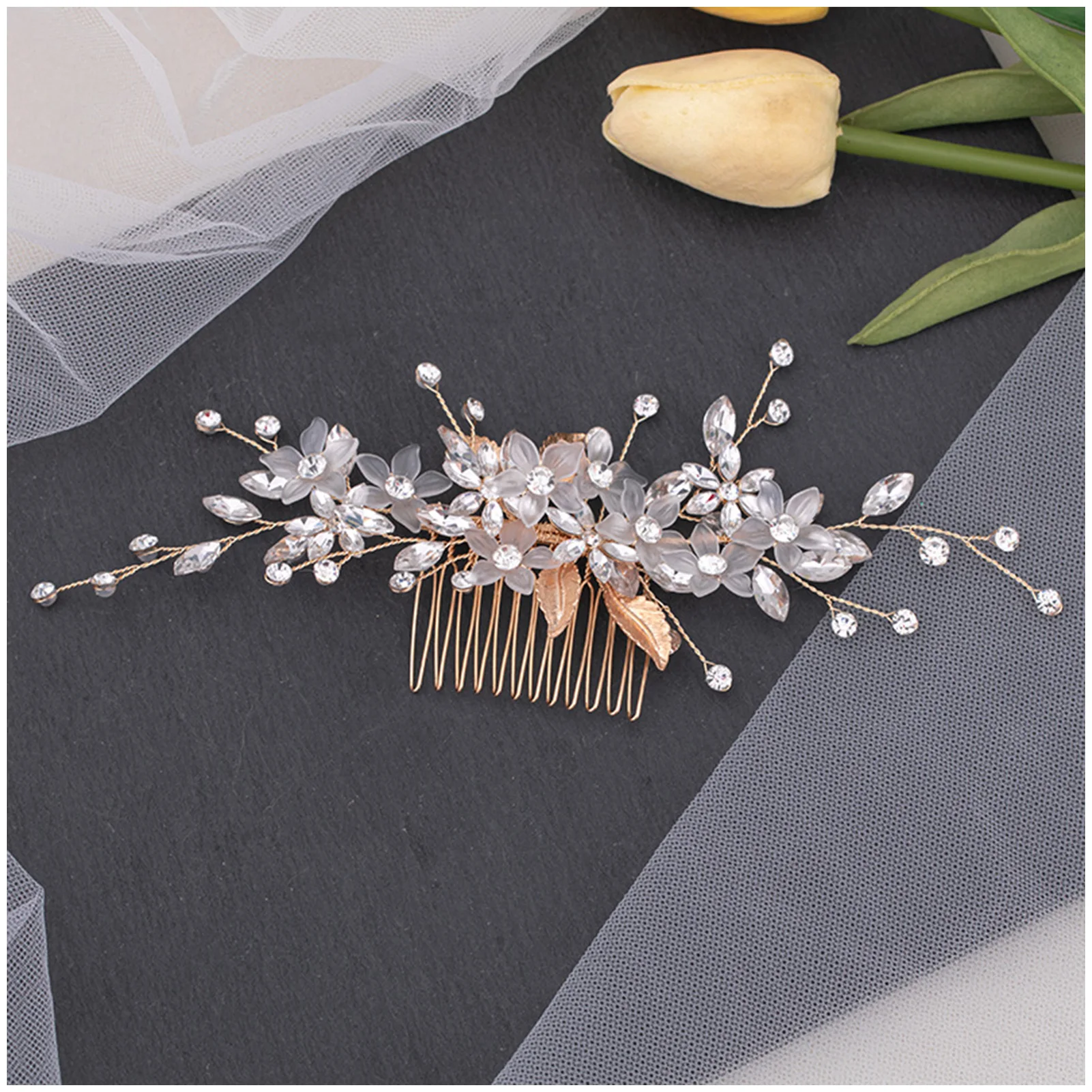 Crystal Bride Wedding Hair Comb Exquisite Hair Jewelry Pearls Hair Pieces for Female Daily Headdress Jewelries