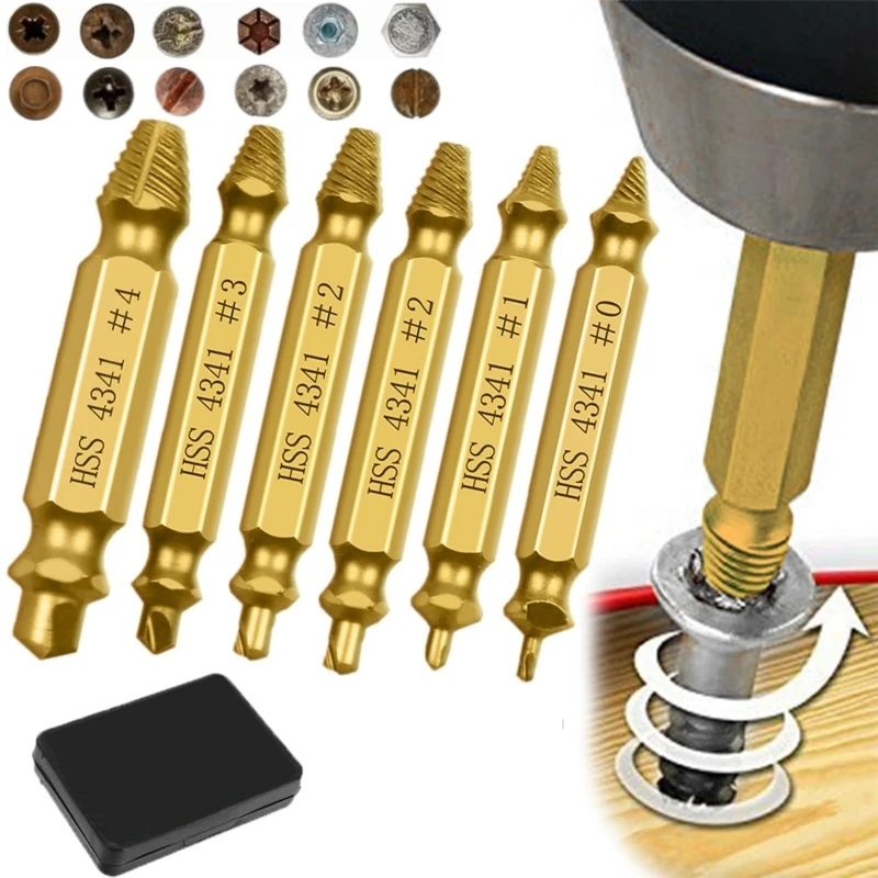 4/6-teiliges Schraubenausdreher-Set HSS-Bohrer Schraubenextraktor für Alle Bohrertypen Einfaches Entfernen Kit Leichte Demontagewerkzeuge – Detail 2