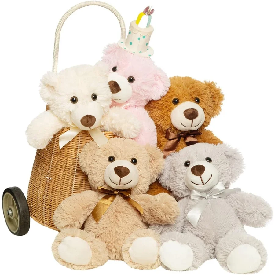 5 Stück Bären Kuscheltiere Plüschtiere Geschenk für Kinder Freundin, 13,5 Zoll Kuschelbären für Weihnachten Valentinstag Geburtstagsgeschenk – Detail 6
