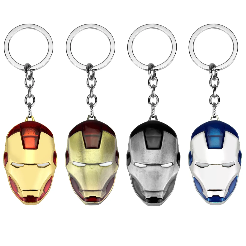 Marvel Avengers Keychain Superhero Iron Man Helmet Metal Pendant Keyring Car Backpack Key Holder Trend Jewelry Accessories Gifts