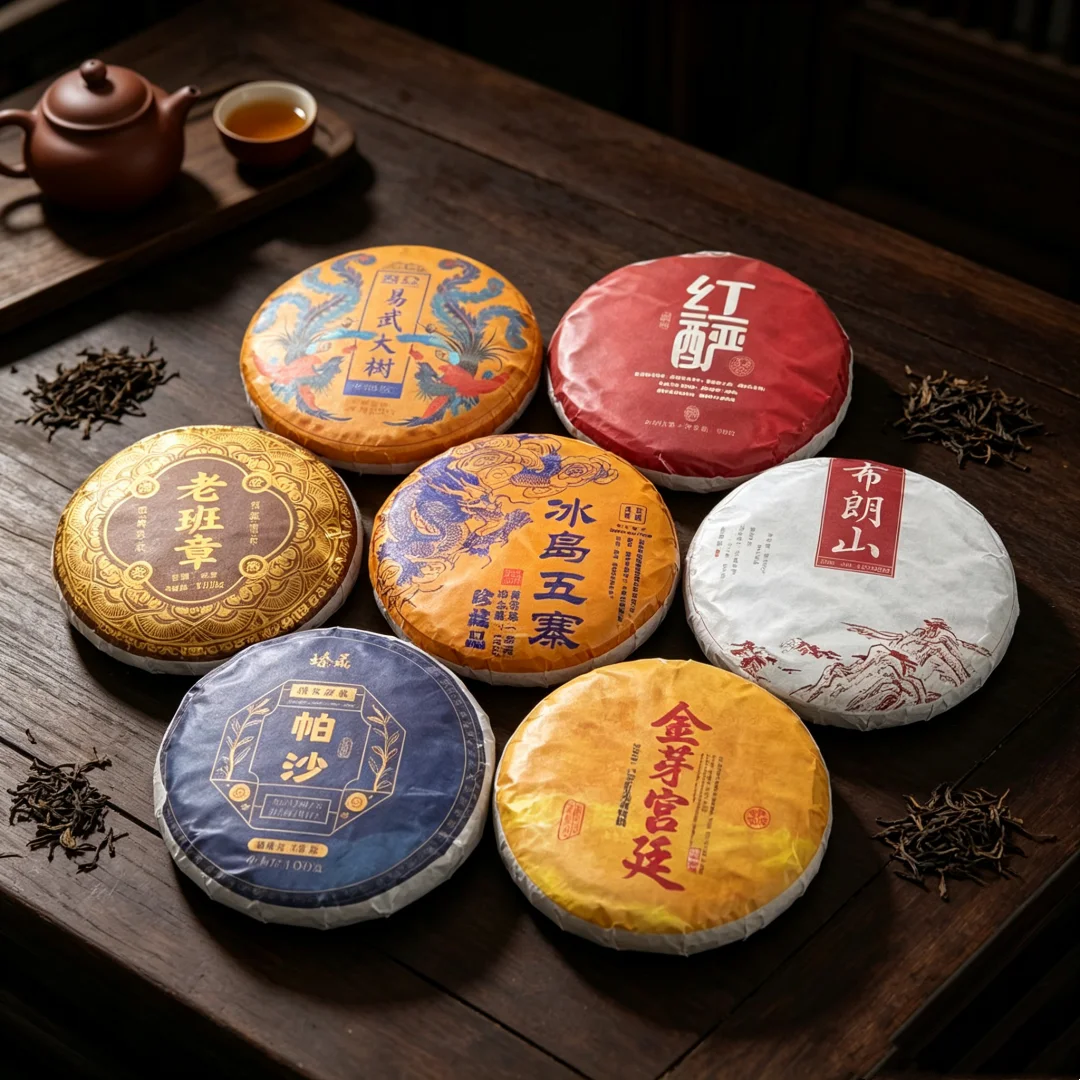 Welfare New Model Pu'er Small Tea Packing Paper Cost-effective 100g Shu Raw Puer Colored Packing Paper Family Combination Outfit