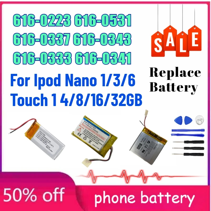 

616-0223 616-0224 616-0531 616-0337 Аккумулятор для Ipod Nano 1/3/6 St Gen Generation MP3 Сменный аккумулятор