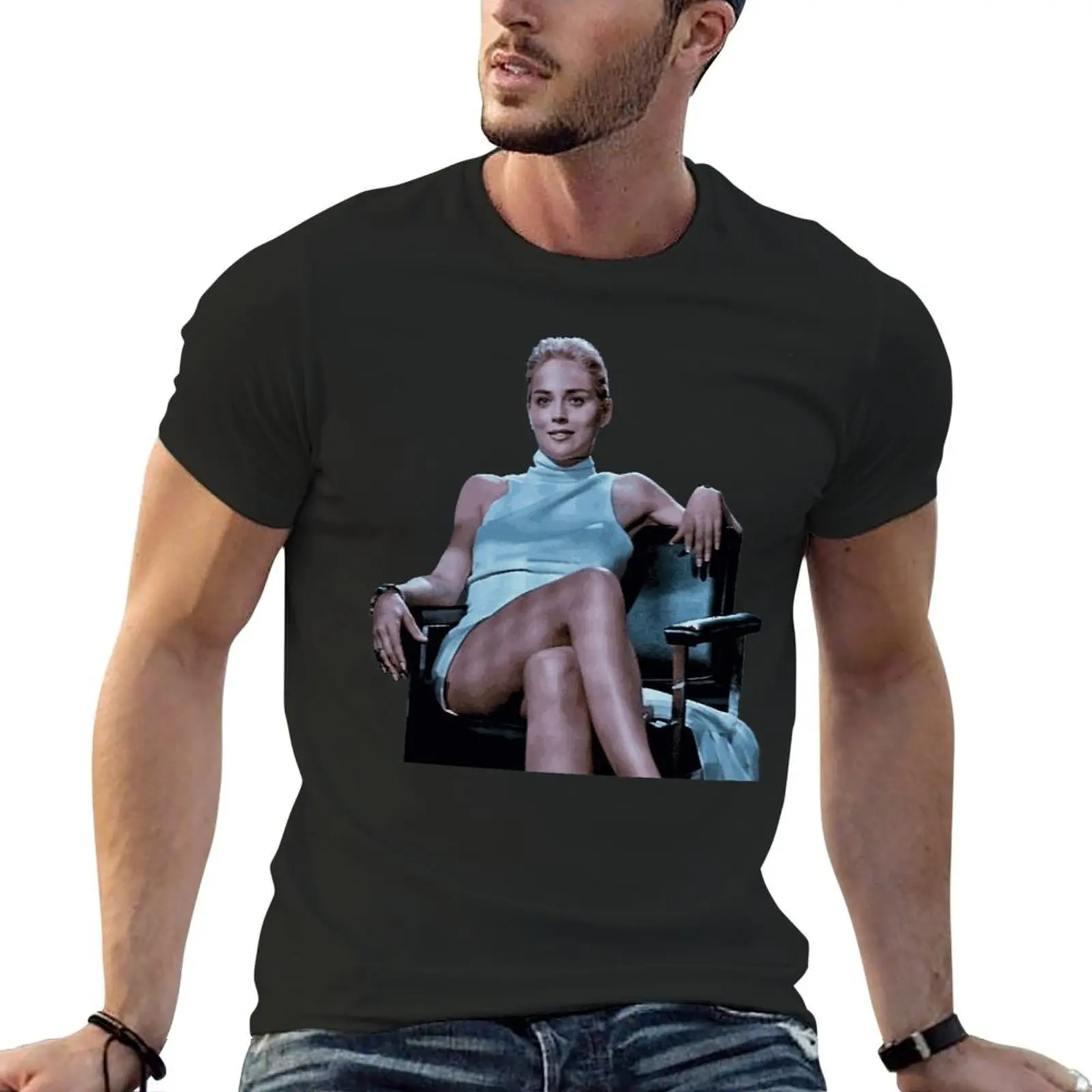 Man Eater II Sharon Stone Basic Instinct Tees Vintage T-shirt Fresh Motion  Funny Novelty Leisure USA Size