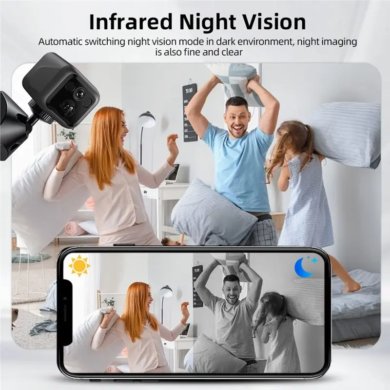 [LXYA68Z!] Home Security Camera Security Camera With Indoor Night Vision Motion Detection 3-Megapixel Built-In 1400Mah Rechargea