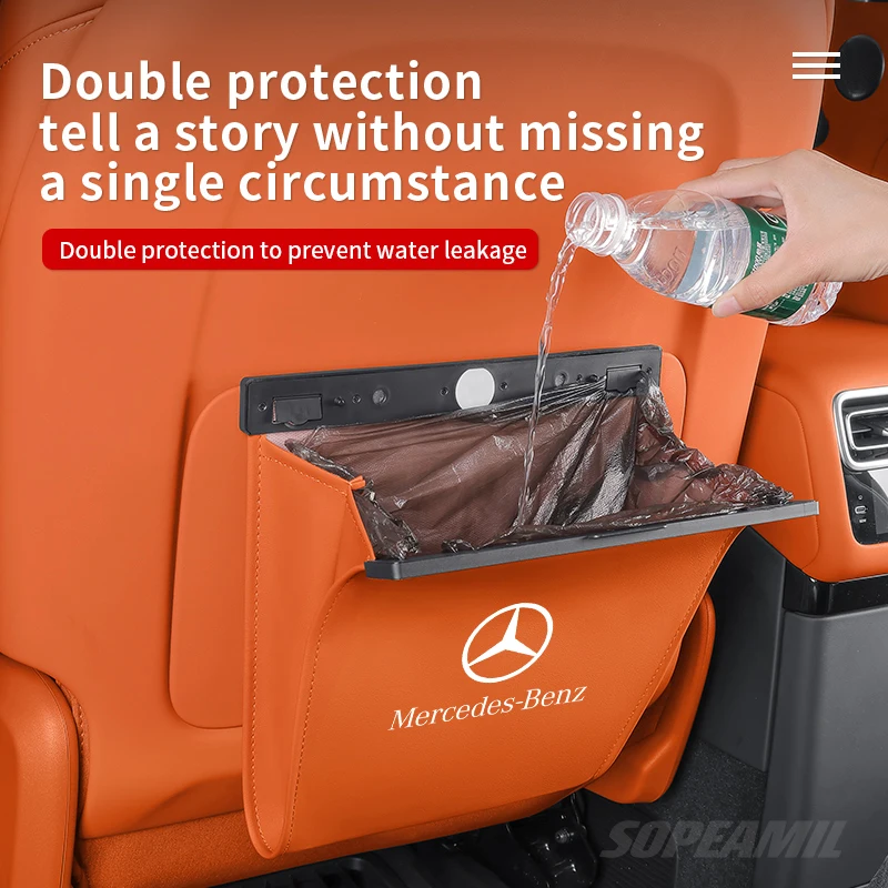 لمرسيدس بنز A C E V S Class Vito CLA CLS GLA GLC GLK GLS SLK ML W203 كيس النفايات للسيارة المقعد الخلفي معلقة تخزين سلة المهملات