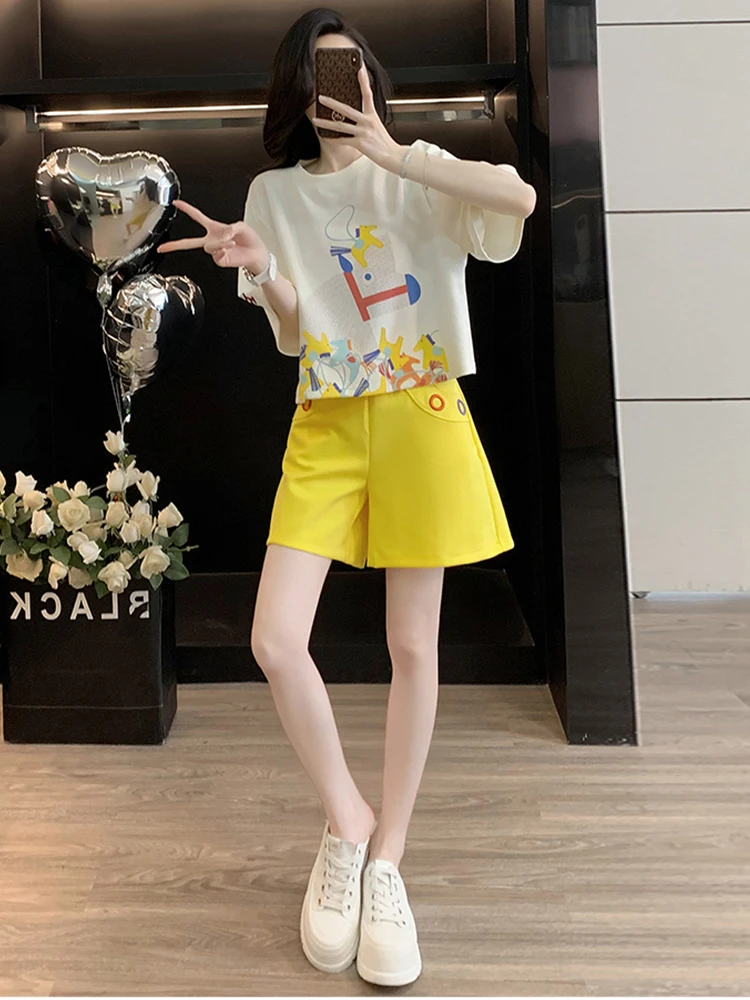 Dopne Chic Cute Spunky Women's ort Sve Outfit Two Piece Set Faionable Pret Summer Work Outfit Casual Date Wear