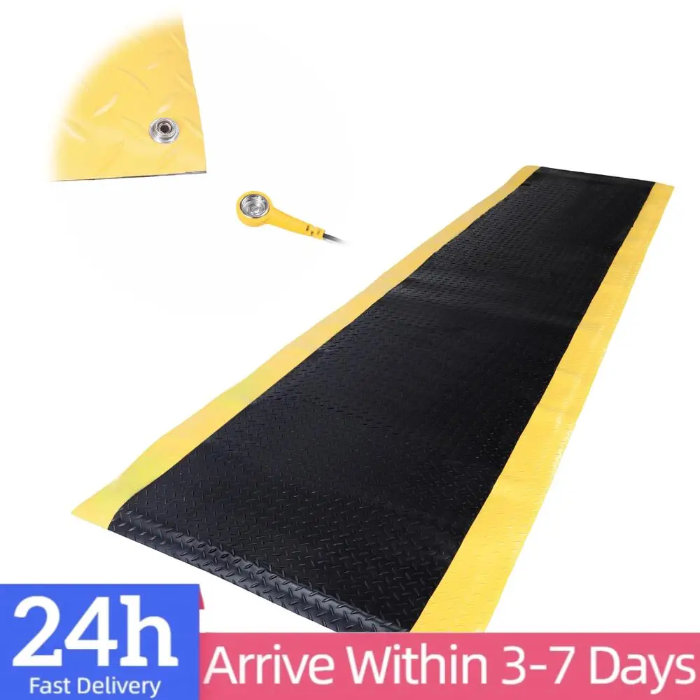 

Standing Mat 144x36inch Anti-Fatigue Work Mats Thick 3/4in Black with Yellow Border for Industrial and Commercial Workplaces