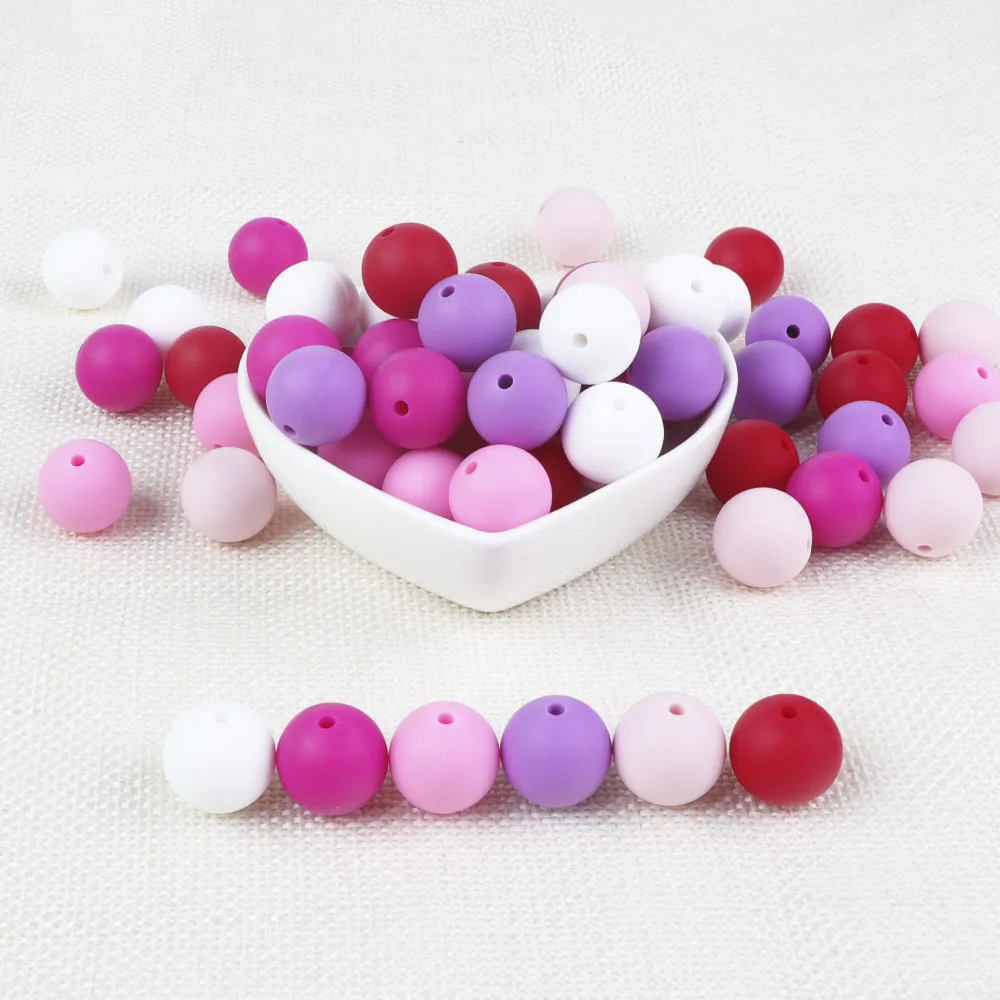 

TYRY.HU 50Pc Round Silicone Beads Food Grade 19mm Safe Toys Baby Teething Chewable Teether DIY Necklace Jewelry Making BPA Free