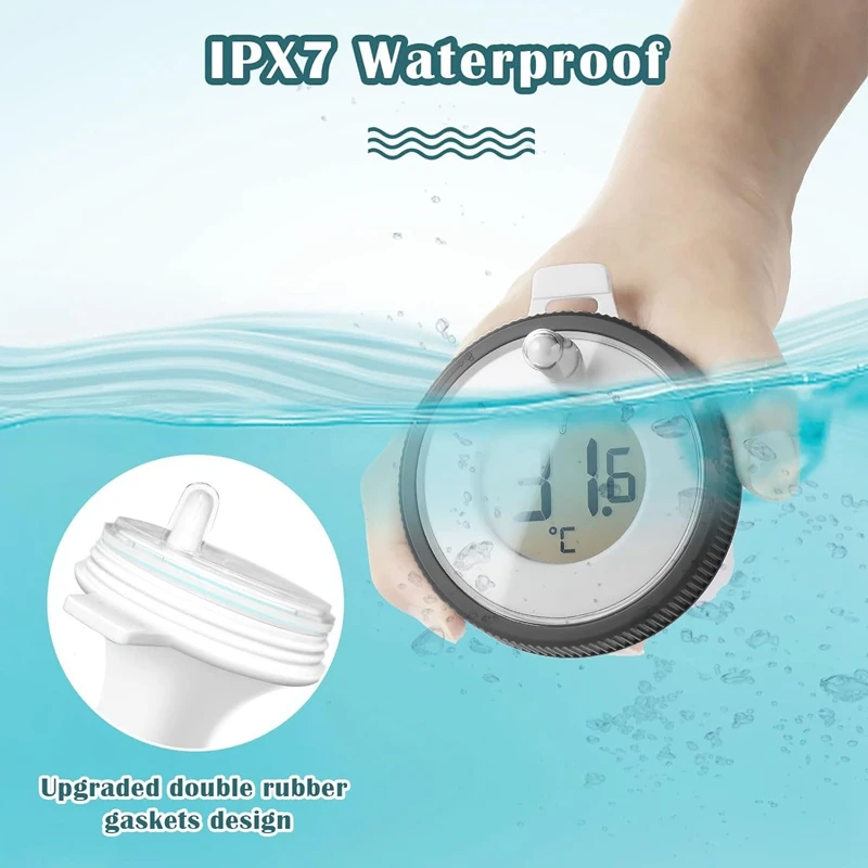 Swimming Pool Thermometer Floating Easy Read, Digital Pool Thermometer For Swimming Pools,Hot Tubs,Small Ponds,Aquariums Durable