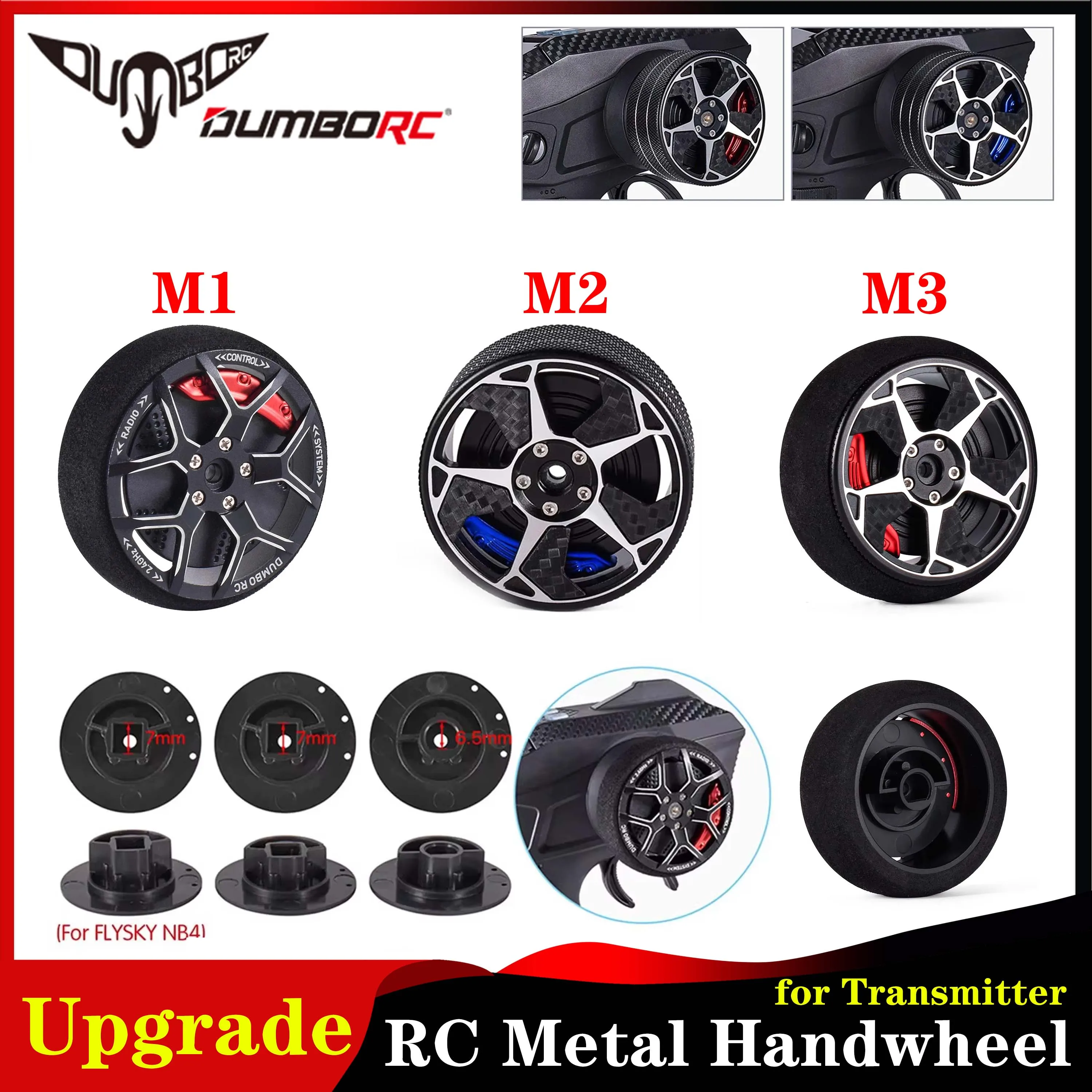 

DUMBORC RC Metal Handwheel Transmitter Direction Steering Wheel with Brake Foam Sponge Cover for RadioLink Flysky Upgrade Parts
