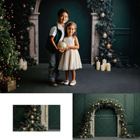 Xmas Dark Green Arch Wall Backdrops Kids Adult Photography Props Child Baby Photocall Props Christmas Classic Archway Background