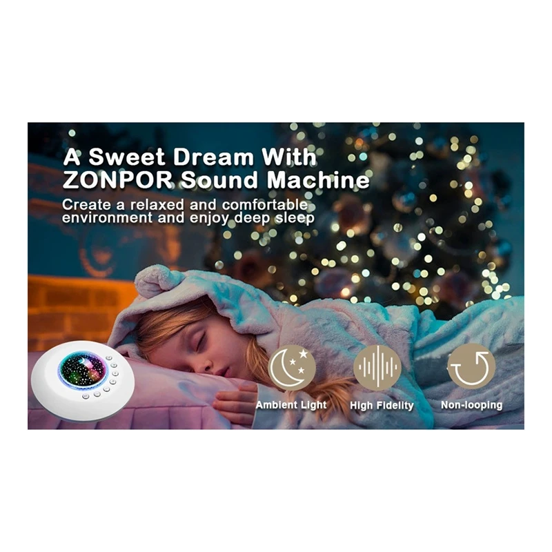 آلة الضوضاء البيضاء للأطفال، قابلة لإعادة الشحن عبر USB، آلة صوت إيقاف التشغيل، مهديء للنوم، مراقبة نوم الطفل، متينة