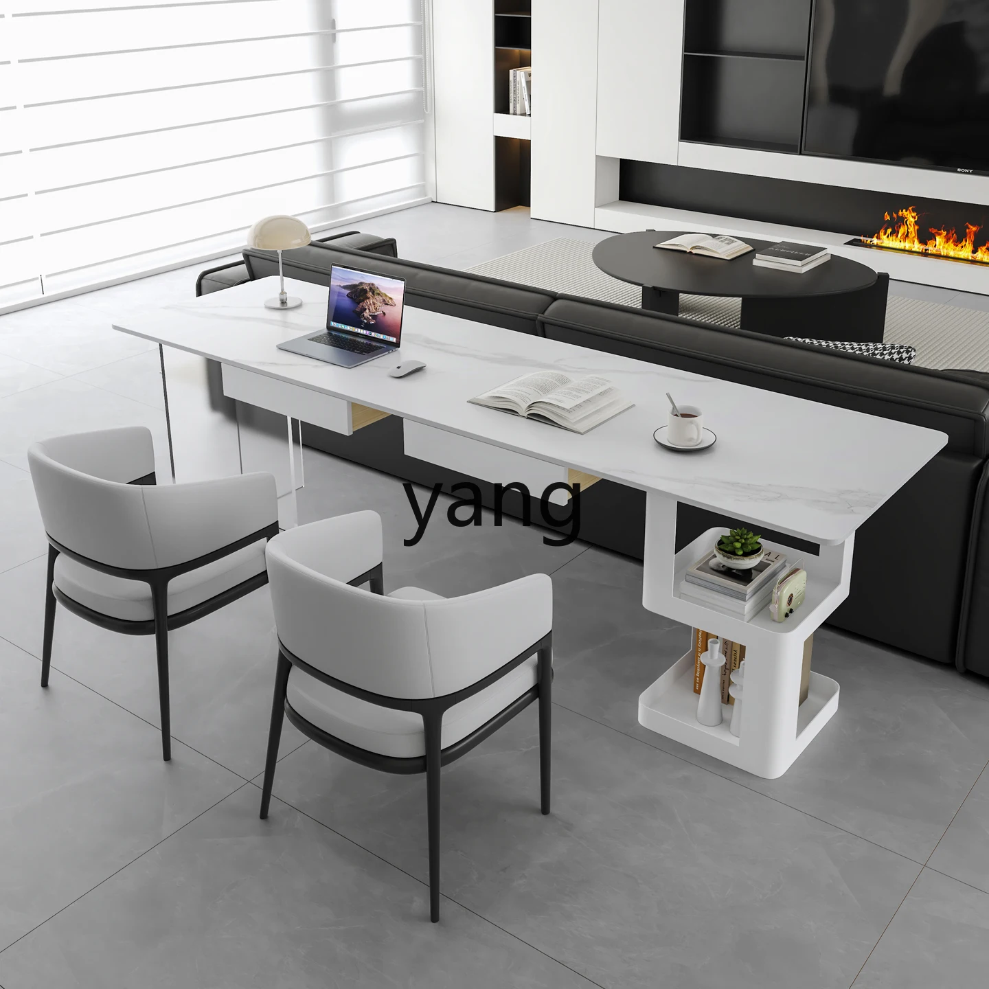 LMMItalian light luxury sofa back computer table household balcony wall long table