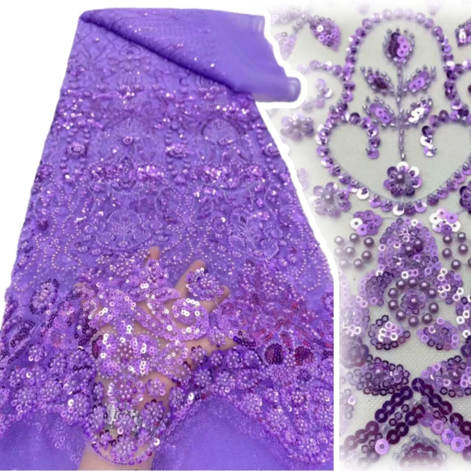 نسيج الدانتيل الأفريقي 2026 الترتر مطرز التطريز العريس النيجيري الزفاف عالية الجودة الفرنسية تول أقمشة الدانتيل لحفل الزفاف S1773 #1