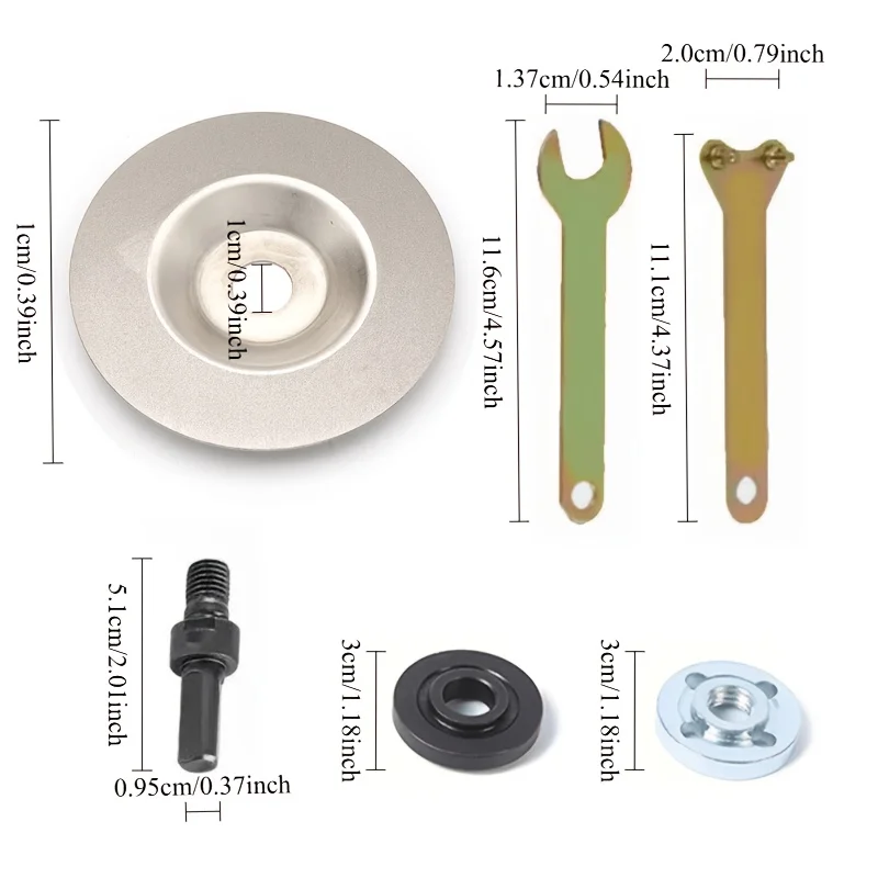 4 Inch Diamond Grinding Wheel 6Pcs Kit, Abrasive Disc with Conversion Rod Wrench for Angle Grinder Electric Drill