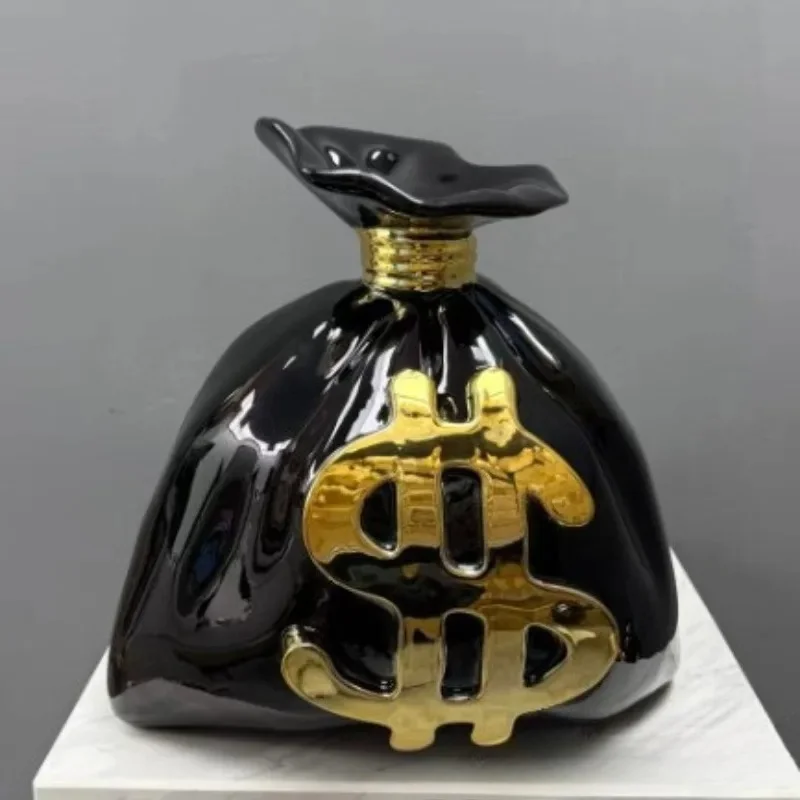 Resin Electroplating Money Bag Ornament Handicraft Home TV Cabinet Decorations Housewarming Gift