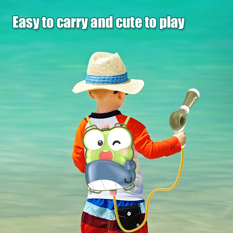 Summer Water Gun Children 2400ML Cute Animals Water Knapsack Pulling Gun Shooting Beach Toy Boy Girl Outdoors Play Games Gifts