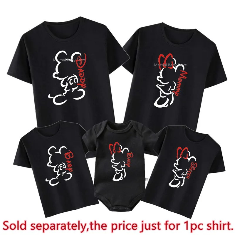 New Mickey Ears Minnie Sketch Family Shirts Funny Matching Dad Mom Kids Disneyland Trip Outfits Look First Disney Vacation Tees