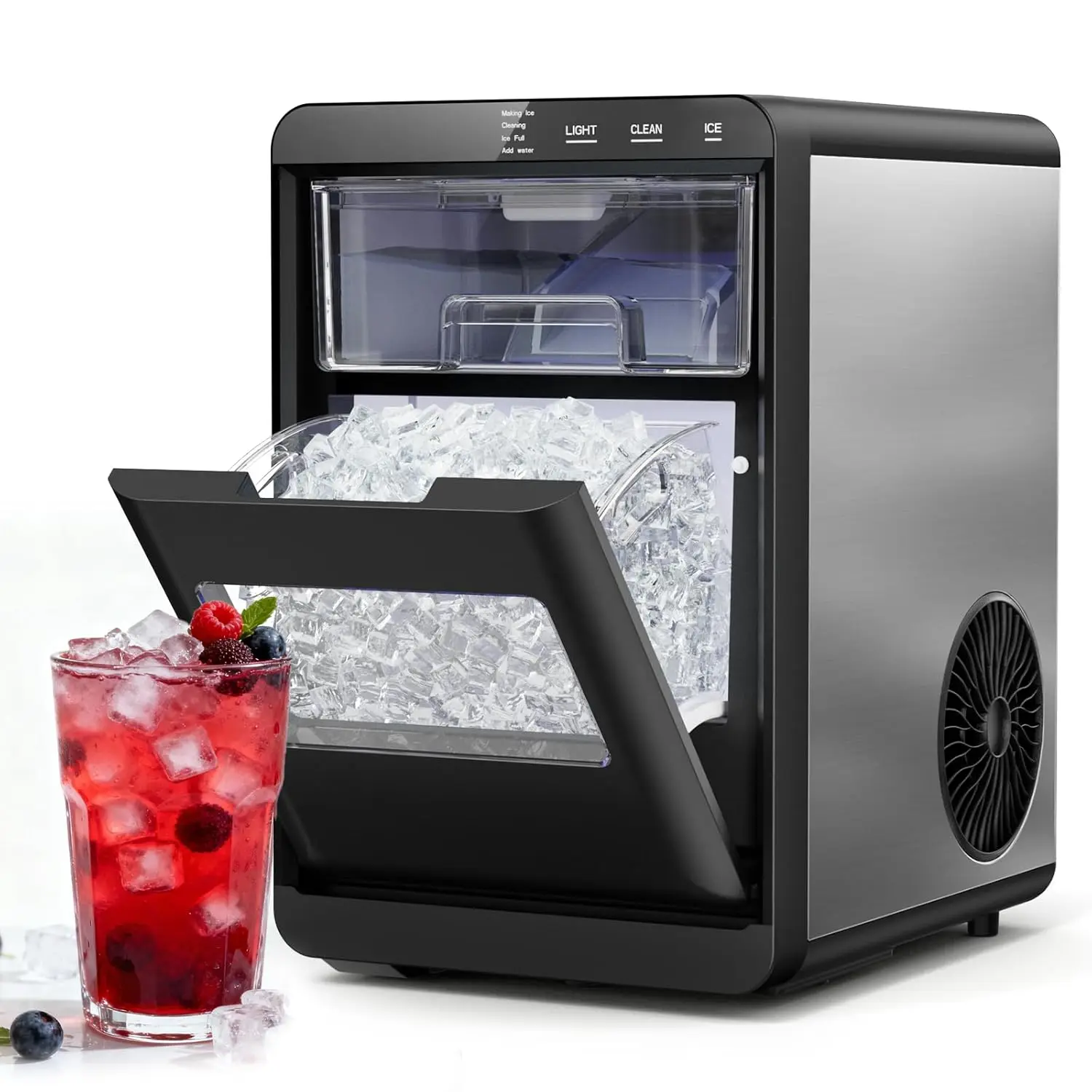 

ETL Approval Nugget Ice Maker Countertop, 45Lbs/24H Pebble Ice Maker with Water Tank, Soft Chewable Pellet Ice Machine