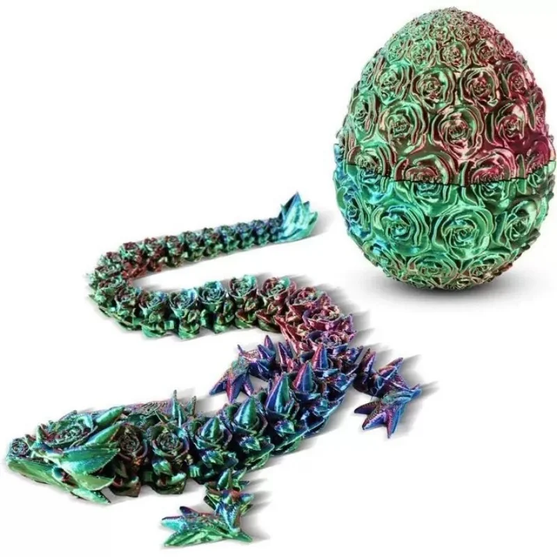 

Chinese Loong NEW 3D Printing Dragon Joint Toy 20cm Rose Handicraft Dragon Egg Gift for Home Decor Cute Children's Daily Gift