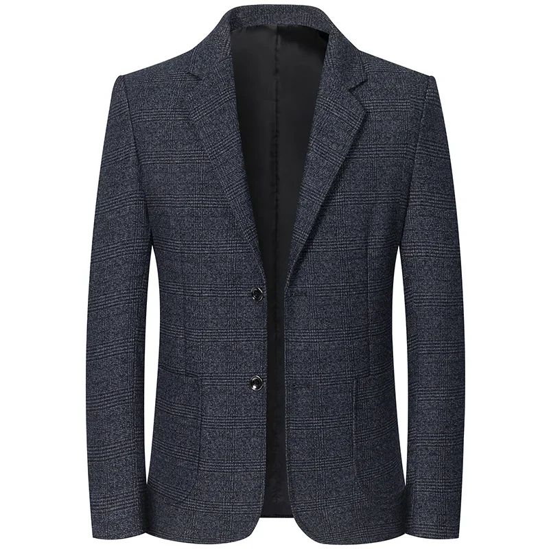 Men's Retro Plaid Suit High Quality Spring Autumn Leisure Fashion Handsome Business Ironing Top Coat Men Blazer Slim Fit