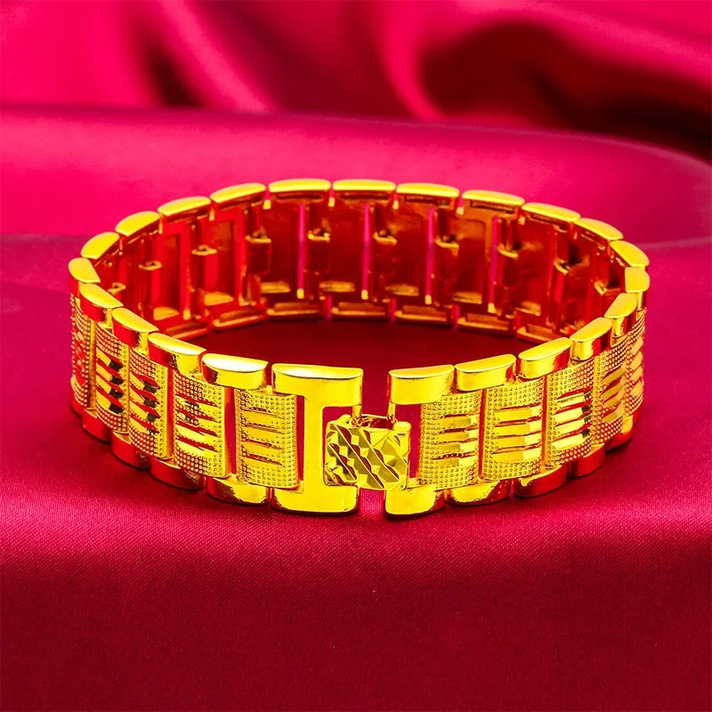 NovaGlod Watch Clasp Bracelet for Men, 24K Gold, AU999 | Double-sided pocket watch engravings, rotating clasp for meaningful gif