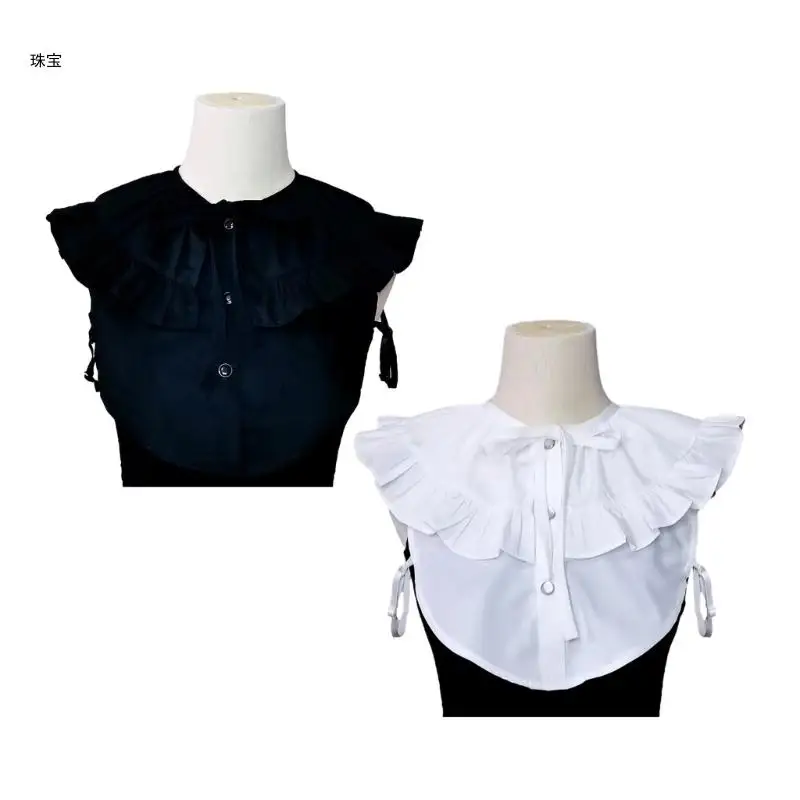 

X5QE Collar Shawl Sweet Ruffled Shawl Matching Cheongsam Qipao Peterpan Collar