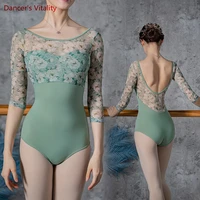 Vestido de leotardo de danza de ballet para mujer, traje de cuerpo estampado, top de una pieza, conjunto de práctica de yoga aérea para gimnasia, ballet de yoga para niñas