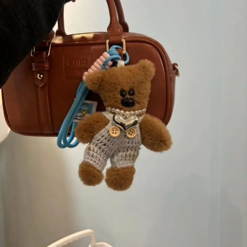 Llaveros de oso pequeño para bolso, llavero Kawaii con oso de peluche de alta calidad, accesorios para muñecas