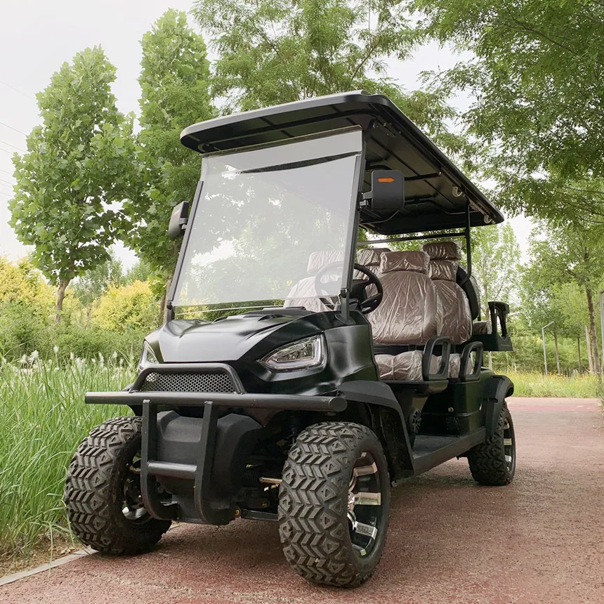 Carro de golf eléctrico de marca, precio de fábrica, carrito de golf eléctrico de 2 filas, 4 asientos, 48V/60V/72V, carrito de golf Solar de 5kw/7kw