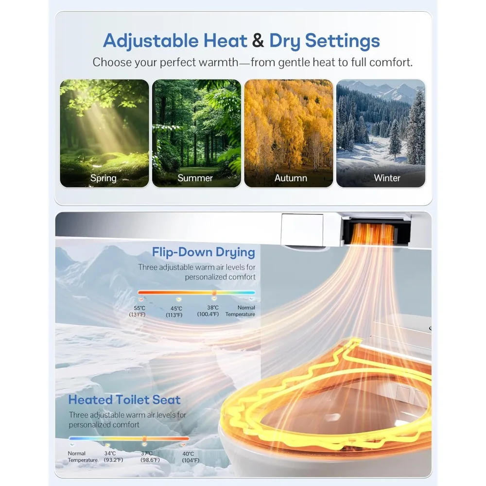 حار بيع! مقعد مرحاض بيديت ذكي ممدود، تسخين فوري من السيراميك، مقعد ساخن، مجفف دافئ، فوهة من الفولاذ المقاوم للصدأ ذاتية التنظيف