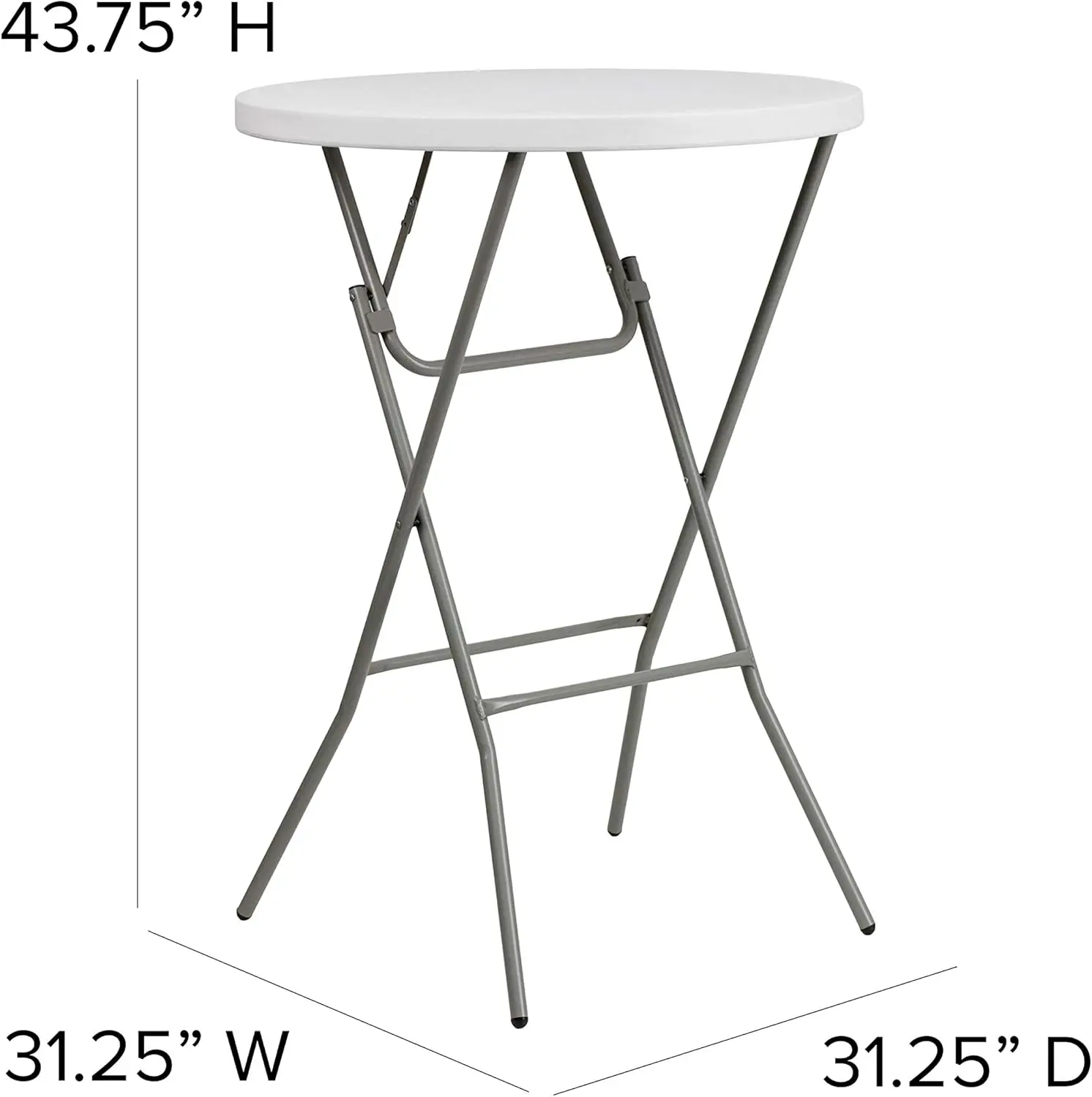 2.6-Foot Round Granite White Plastic Bar Height Folding Event Table