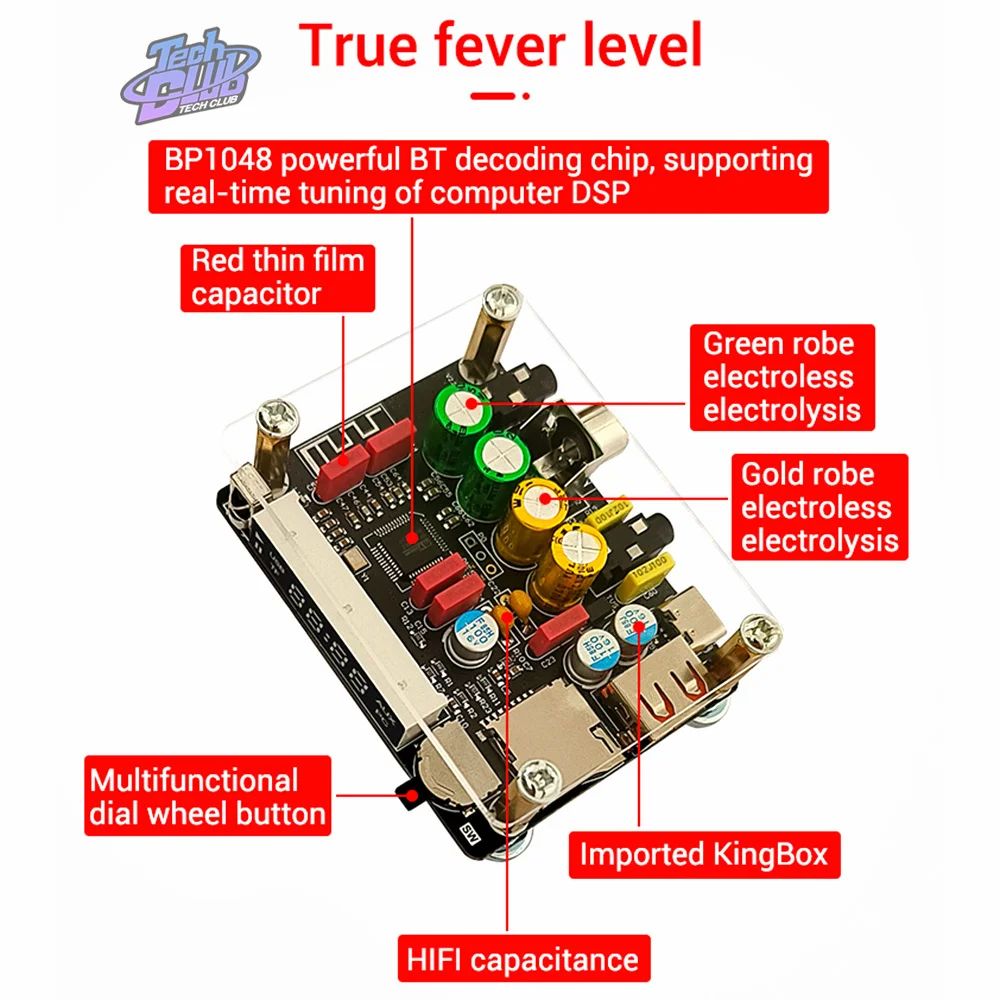 ZK-DAM-K1 bezstratna gorączka DC5V kompatybilna z Bluetooth karta dźwiękowa USB płyta dekodująca Tf wzmacniacz mocy Front-End Dsp Tuning Board