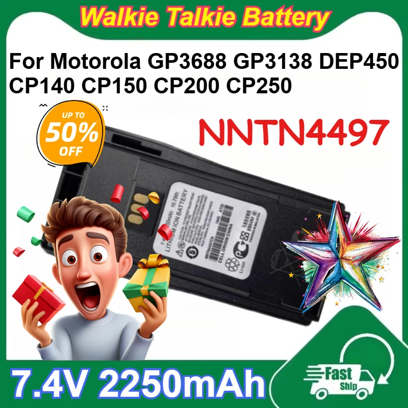 

For Motorola GP3688 GP3138 DEP450 CP140 CP150 CP200 CP250 NNTN4497 7.4V 2250mAh Lithium Walkie Talkie Batteries