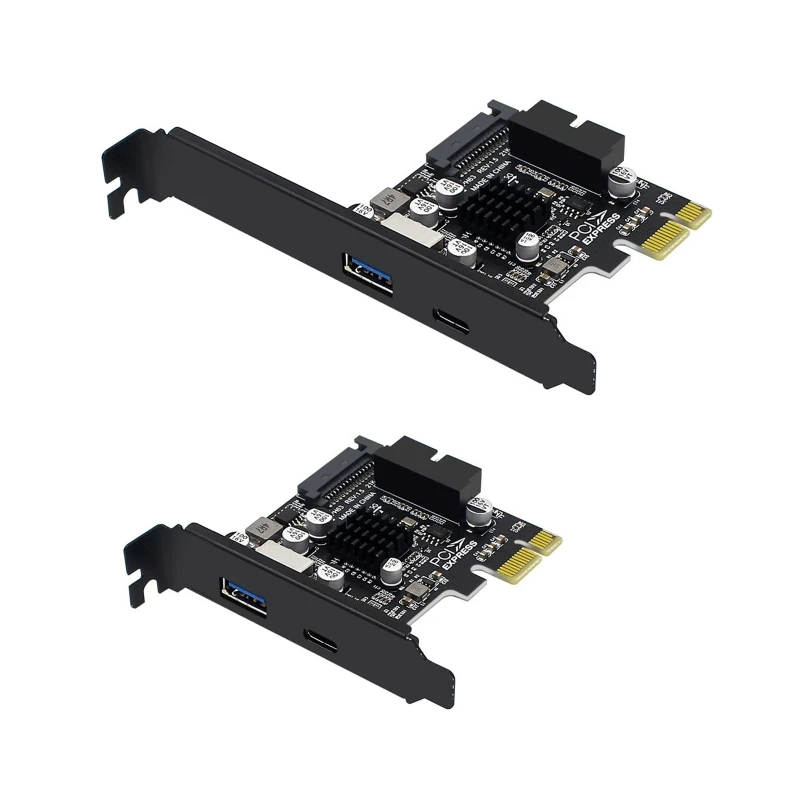 

PCI-E Expansion 1X Card TO 4 Port USB3.0+Type-C+ 9pin/20Pin Type-E+SATA 15PIN Front Panel To PCI-E X1 Extended Adapter Card