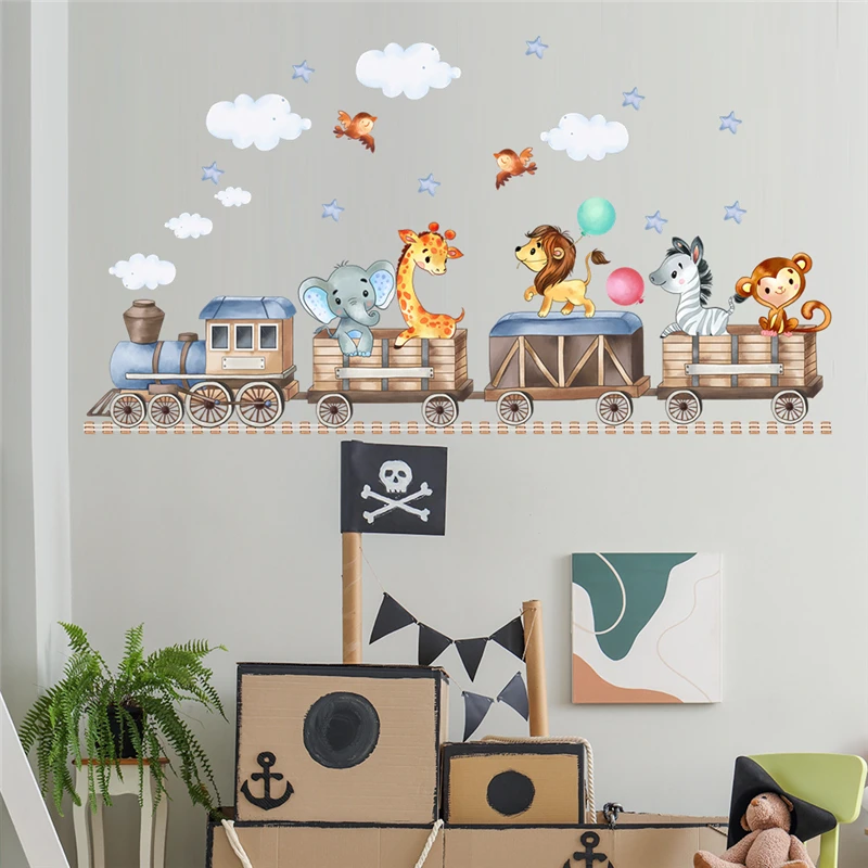 Cartoon-Tier-Zug-Wandaufkleber – Baby Zebra Nursery Bewertung und Preis