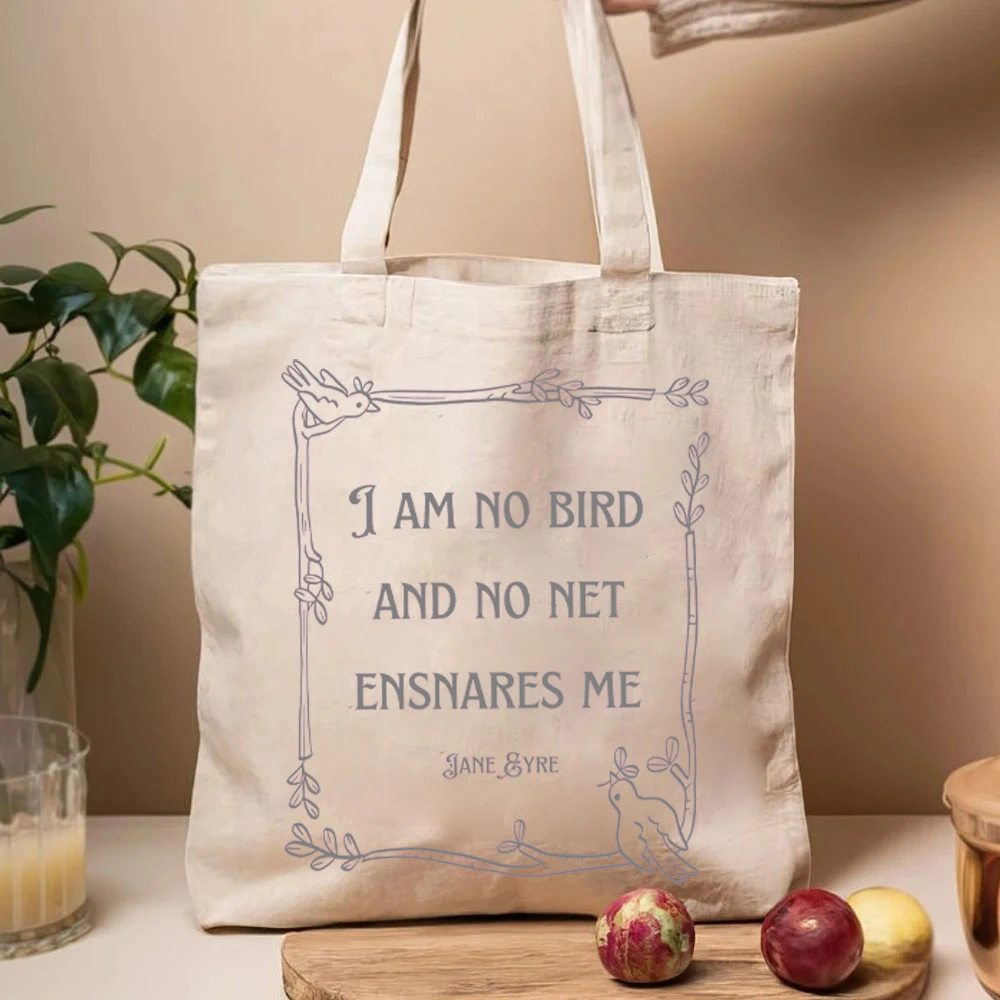 Jane Eyre Poet Bag for Women I Am No Bird Literature Women's Handbag's Bronte Literary Dark Academia Women Handbag Book Tote Bag