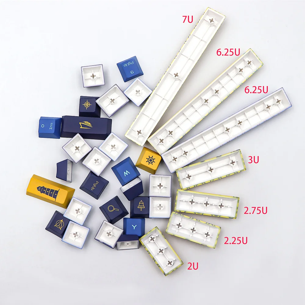 143 Key Nautical Theme Keycap pbt Cherry Keycaps For gk61/64/NJ68/75/84/87/96/980/108 Mechanical Keyboard 3u 7u spaces Key Cap