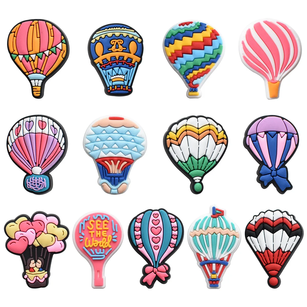 1-13Pcs Cartoon Hot Air Balloon PVC Shoe Charms for Croc Accessories Pins Clogs Sandal Buckle Shoe Decoration Fits Kids Gifts