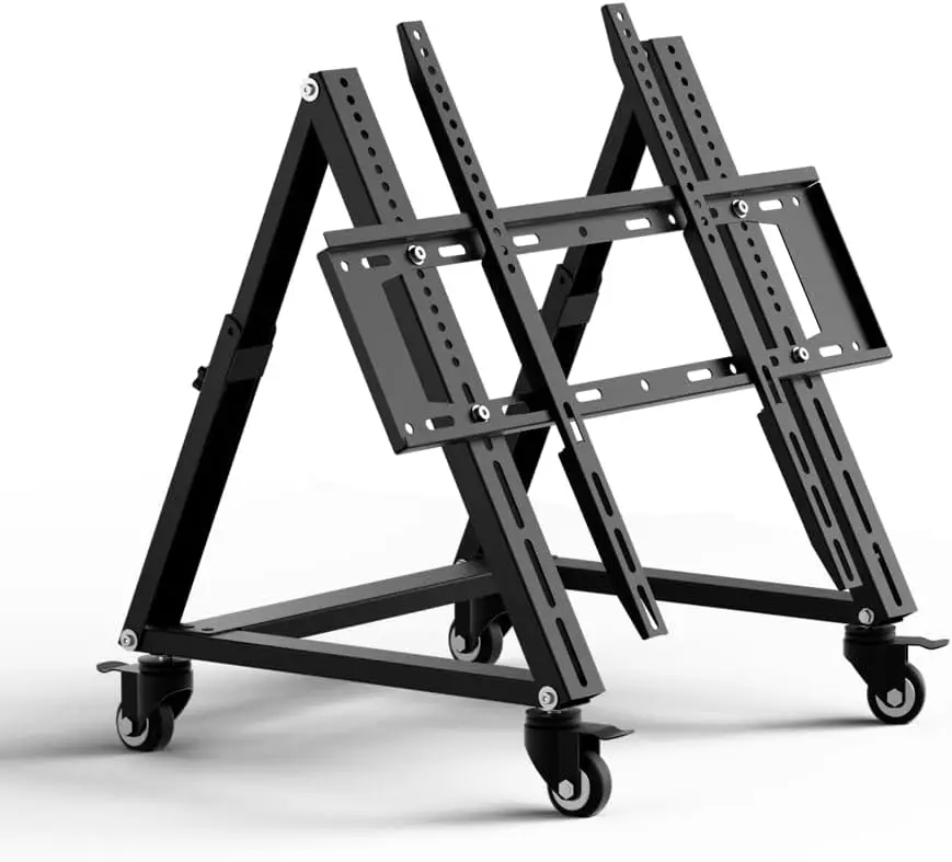 Low Profile Mobile TV Stand on Wheels for 26-65" TVs, Height Adjustable, Tilt 36-68, Max 50kg, VESA 600x500
