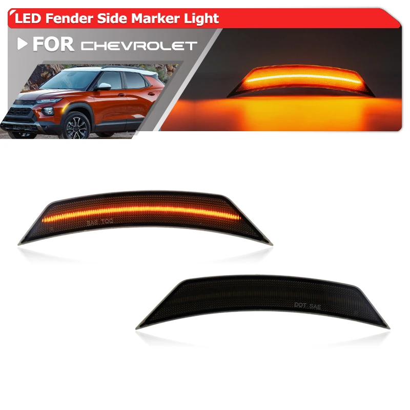 2PCs Smoked Front Bumper Reflector Light For 2021 2022 2023 2024 Chevrolet Trailblazer LED Fender Side Marker Lights Replacement