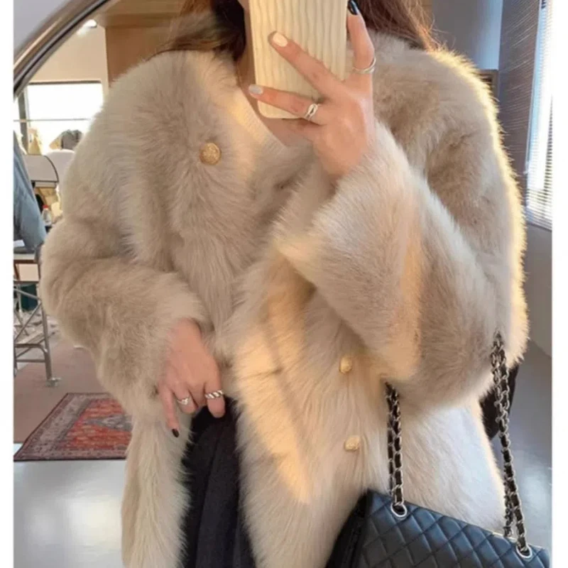 Large Size Thick Plush Jacket for Women Especially for Those Who Are Overweight Loose and High-end Warm and Fur Integrated Top