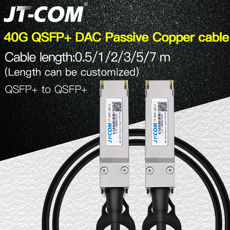JT-COM 40G DAC Cable QSFP+ to QSFP+ Direct Attach Copper 0.5/1/2/3/5/7M Compatible for Cisco Mellanox Mikrotik Ethernet Switch